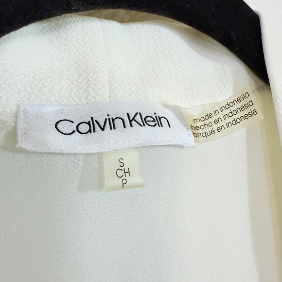 Calvin Klein S White Top Sheer‎ Office Minimalist Layering Capsule Smart Casual - Picture 5 of 10